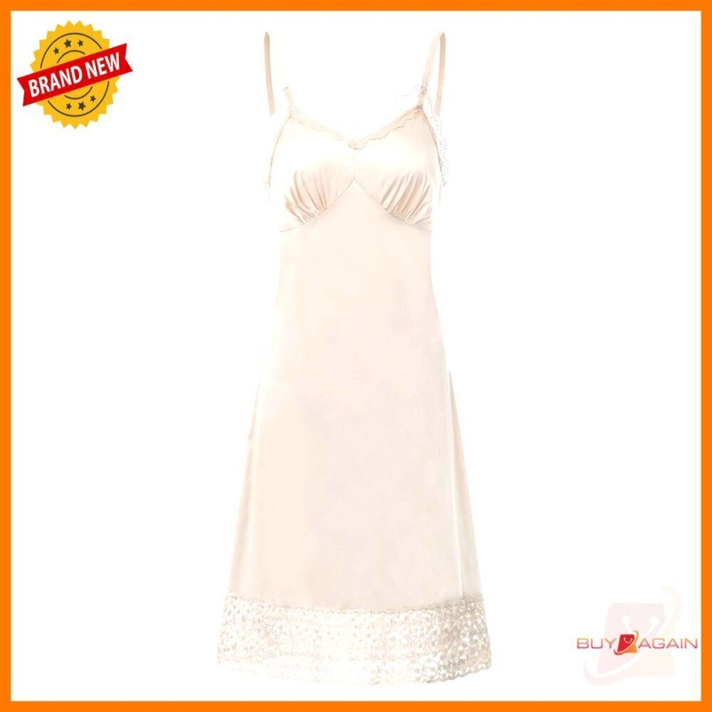 Lace Full Slip Dress Vintage Elegant Adjustable Straps Silk Feel Underwear